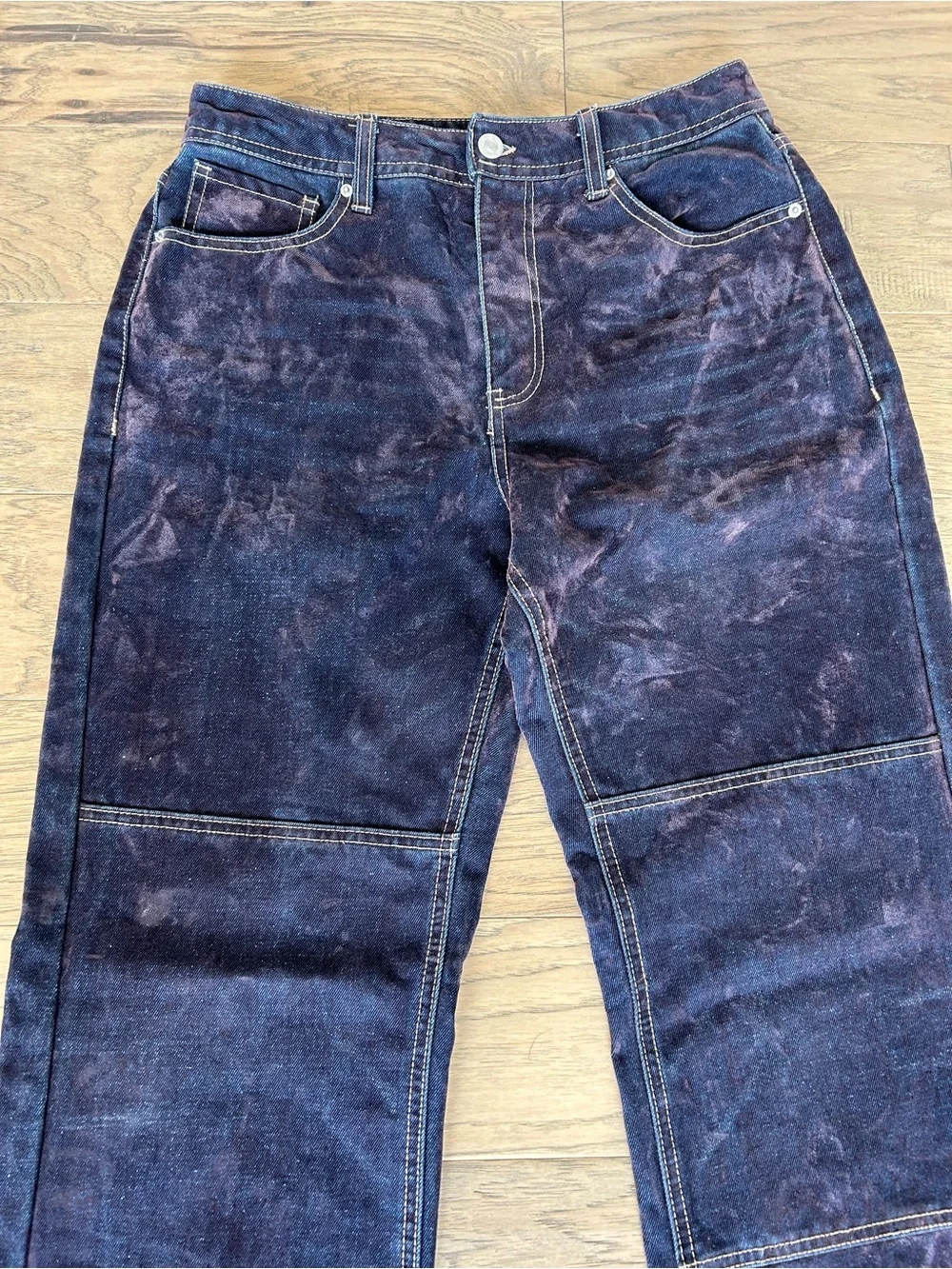 Forever 21 Dark Indigo Flocked High Rise Flare Jeans Size 27